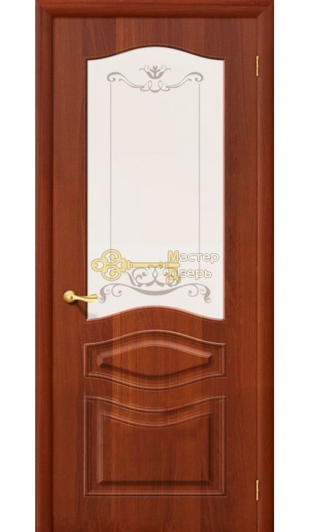 Дверь межкомнатная Дера Леона. Итальянский орех, остекленная