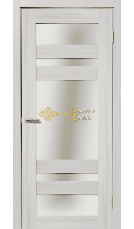 Дверь межкомнатная Экошпон Дера Мастер 639. Стекло белое, цвет сандал белый.