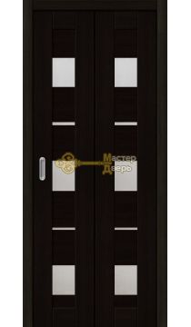 Дверь складная Дубрава Сибирь Параллель (2 полотна + 2 петли). Стекло матовое, цвет акация чёрная.