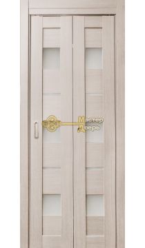Дверь складная Дубрава Сибирь Параллель (2 полотна + 2 петли), стекло матовое, цвет лиственница.