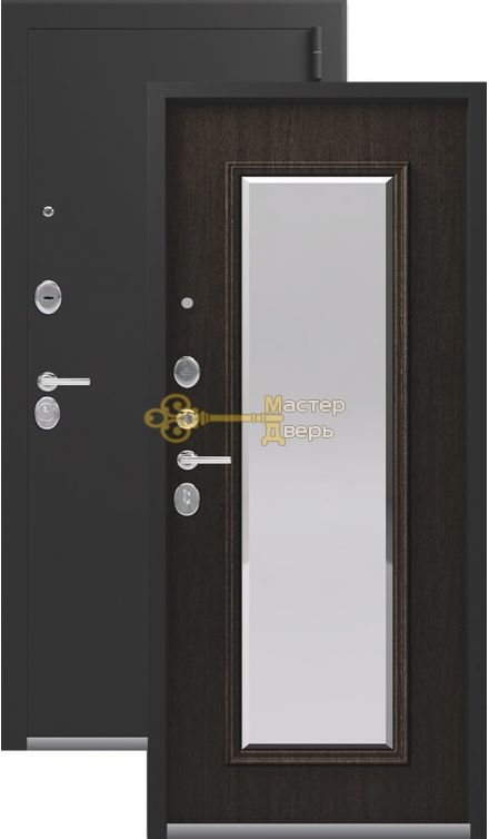 Тёплая входная дверь Легион L-1.  2 замка, 1,5 мм металл, серебро антик+орех премиум.