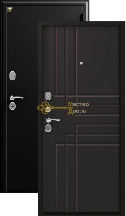 Дверь Зевс, Z-2, 2 замка, 1,5мм сталь, (чёрный шёлк+венге шёлк)