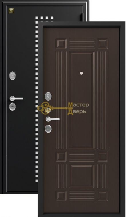 Дверь Зевс, Z-5 италия, 2 замка, 1,5мм сталь, (чёрный шёлк с перфорацией+венге шёлк)
