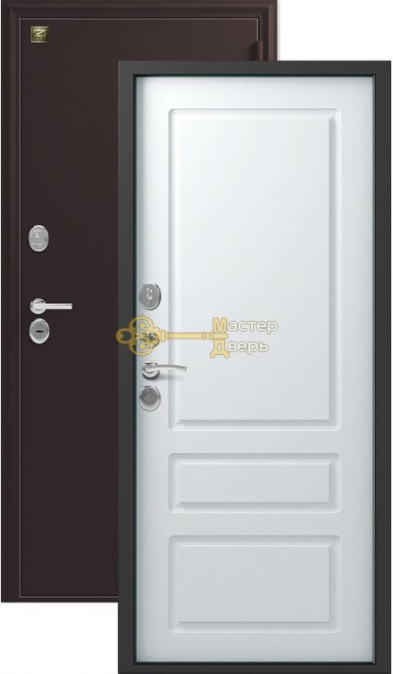 Дверь Зевс, Z-6, 2 замка, 2мм сталь, (чёрный шёлк+софт белый)