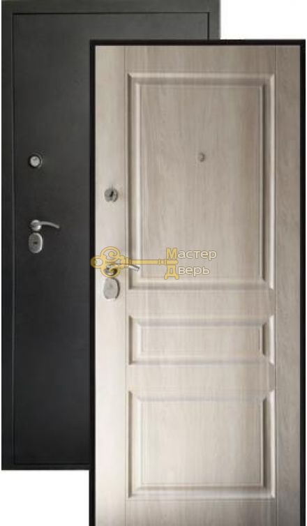 Дверь Сибирия Люкс, 2 замка, 2 мм металл, (чёрный муар+софт белый)